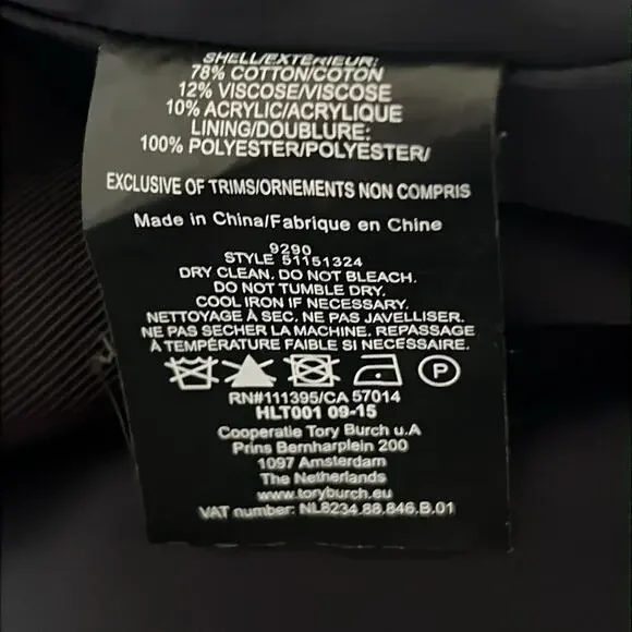 Tory Burch Marley Skirt Fit and Flare Mini Navy Blue and White Size 12 - Picture 8 of 8